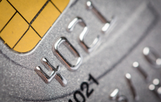 Close up of a silver credit card